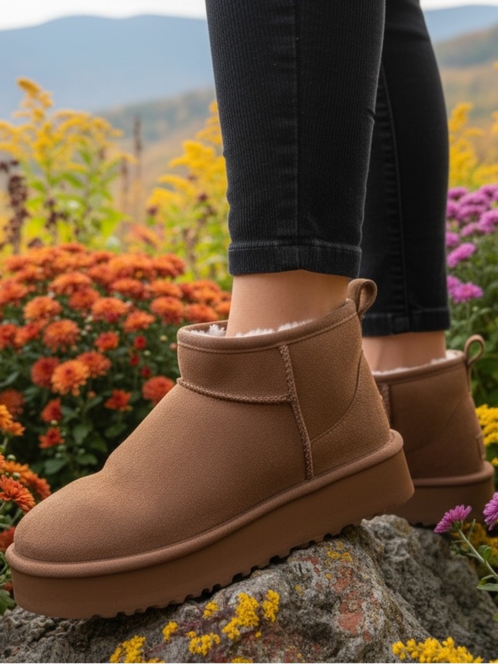 Madden Girl Chestnut Mini Shearling Boots Women’s Size 9.5